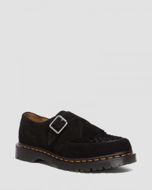 Zapatos Dr Martens Ramsey Gamuza Kiltie Hebilla Creepers (Desert Oasis Gamuza) Negras | SJ91-D1II