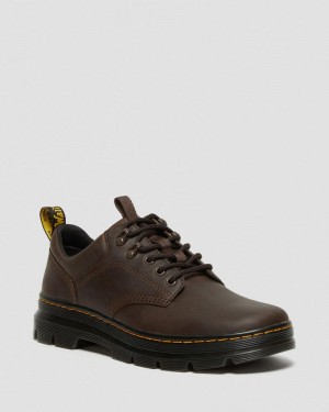 Zapatos Dr Martens Reeder Crazy Horse Cuero Utility Shoes (Crazy Horse) Marrones Oscuro | HK60-B2OB