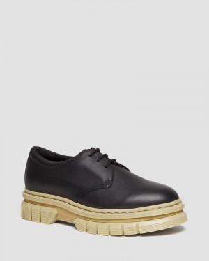 Zapatos Dr Martens Rikard Contrast Sole Cuero Plataforma Shoes (Polished Lucido) Negras | YH10-H0SF