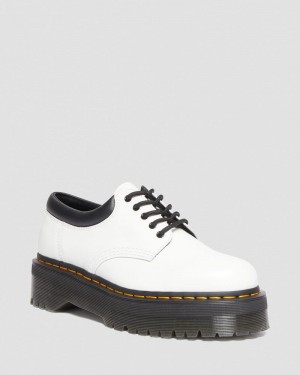 Zapatos de Plataforma Dr Martens 8053 Cuero Plataforma Casuales Shoes (Polished Smooth) Blancas | FD16-Q0BB