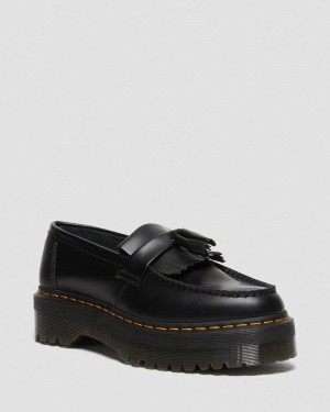 Zapatos de Plataforma Dr Martens Adrian Cuero Plataforma Tassel Loafers (Smooth Cuero) Negras | XW55-A3WM