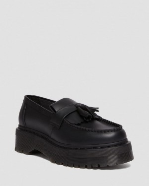 Zapatos de Plataforma Dr Martens Vegan Adrian Felix Plataforma Tassel Loafers (Felix Rub Off) Negras | KY53-K6WV