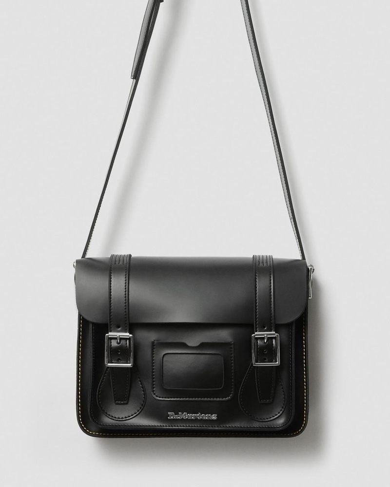 Bolsos y Mochilas Dr Martens 11 inch Cuero Messenger Bag (Kiev & Smooth) Negras | VQ80-D2HA