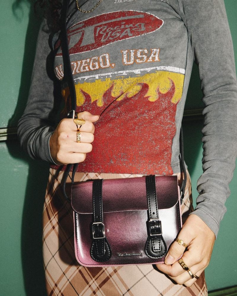 Bolsos y Mochilas Dr Martens 7 Inch Distressed Cuero Crossbody Bag (Two Tone Rub Off+Kiev) Rosas | HF13-X3NQ