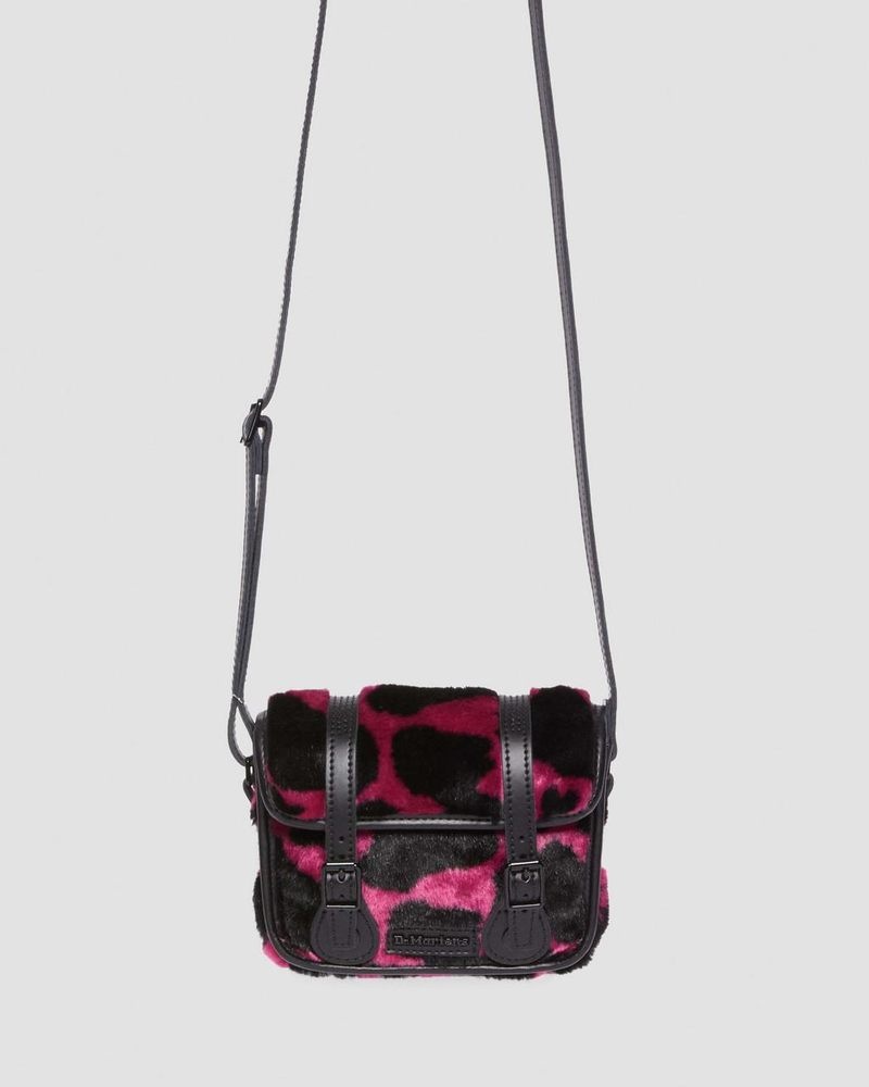 Bolsos y Mochilas Dr Martens 7 Inch Faux Fur Cow Print Crossbody Bag (Cow Print + Kiev) THRIFT PINK+BLACK | JV07-V7IG