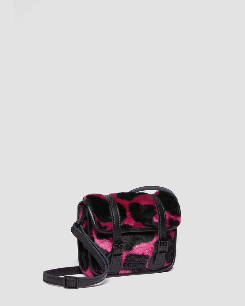 Bolsos y Mochilas Dr Martens 7 Inch Faux Fur Cow Print Crossbody Bag (Cow Print + Kiev) THRIFT PINK+BLACK | JV07-V7IG