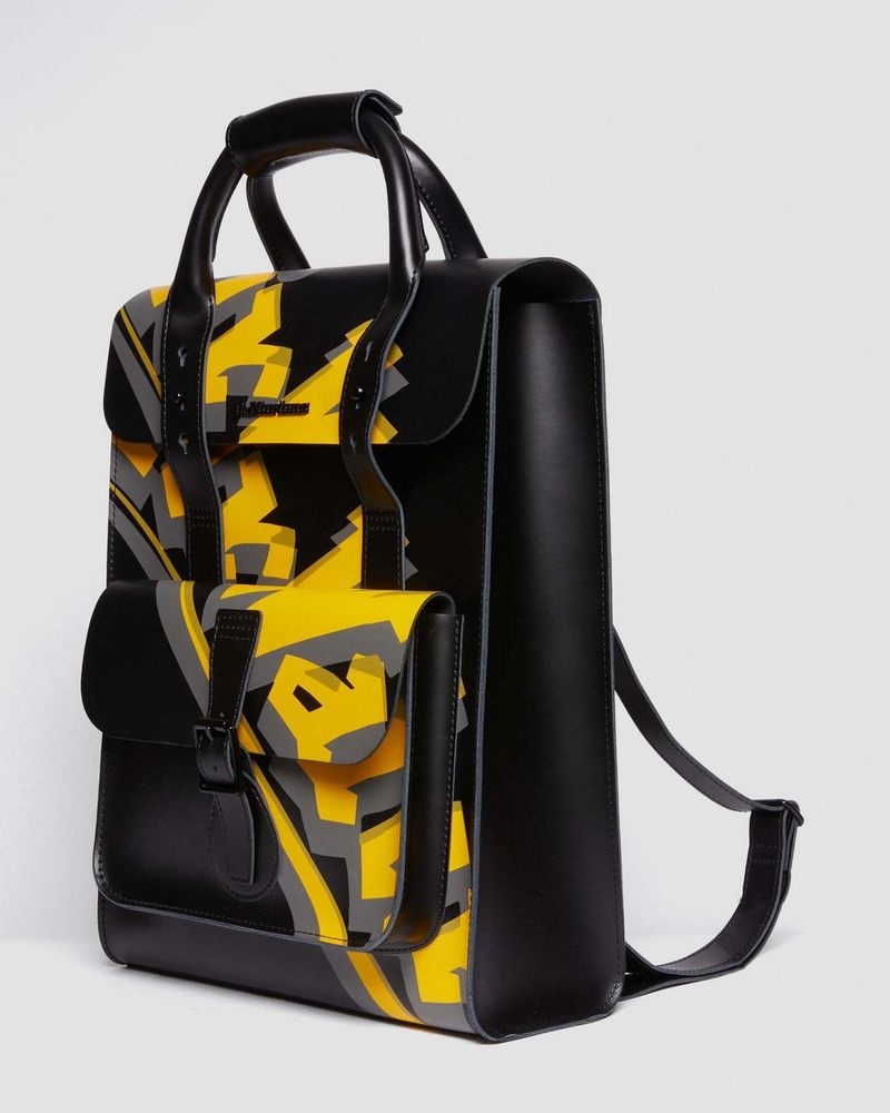 Bolsos y Mochilas Dr Martens Airwair Print Cuero Backpack (Kiev & Smooth) Negras | DK27-U8TK