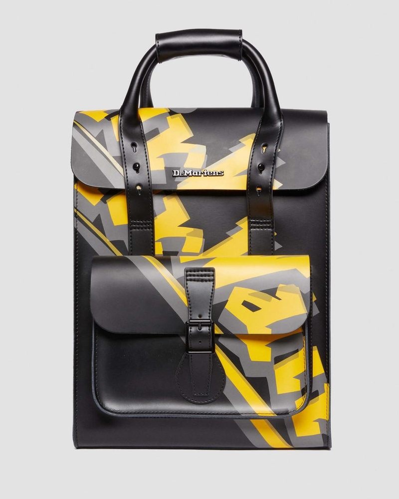 Bolsos y Mochilas Dr Martens Airwair Print Cuero Backpack (Kiev & Smooth) Negras | DK27-U8TK