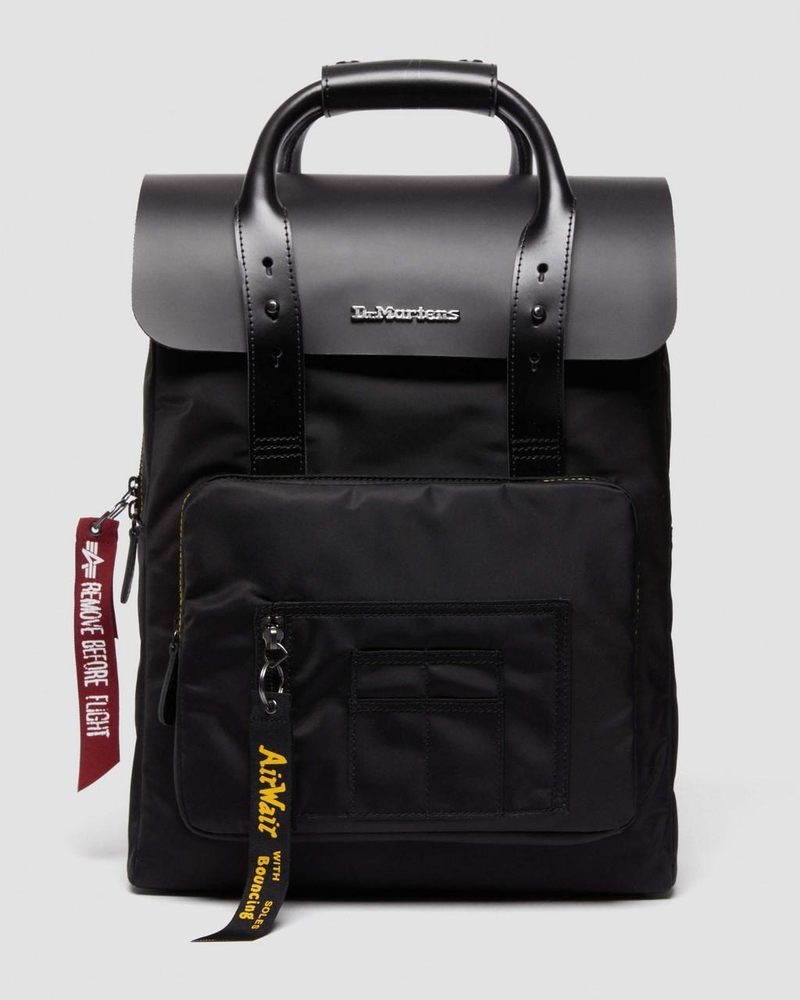 Bolsos y Mochilas Dr Martens Alpha Industries Cuero & Nylon Backpack Negras | NB91-A4MG