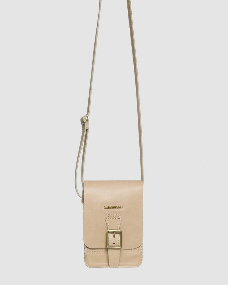 Bolsos y Mochilas Dr Martens Carrara Cuero Vertical Crossbody Bag (Carrara) Beige | RE29-Y7HX