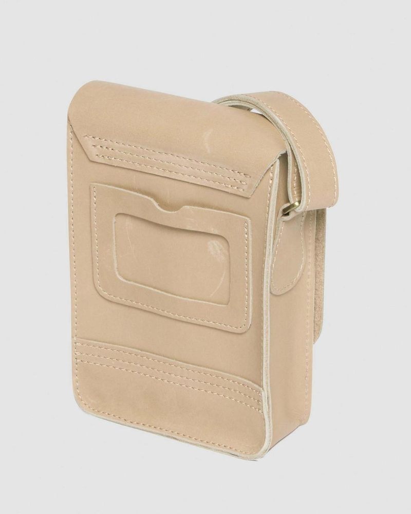 Bolsos y Mochilas Dr Martens Carrara Cuero Vertical Crossbody Bag (Carrara) Beige | RE29-Y7HX