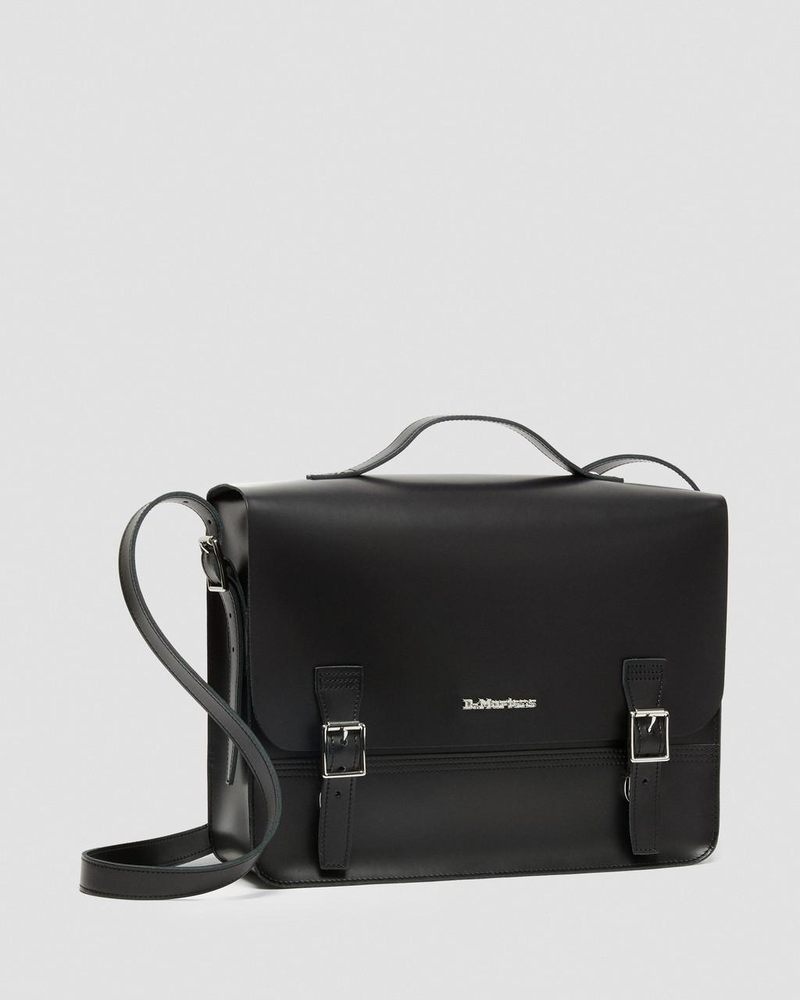 Bolsos y Mochilas Dr Martens Cuero Box Crossbody Messenger Bag (Kiev+ Smooth) Negras | XN60-R9EU