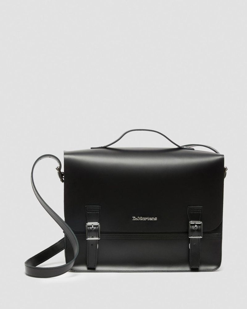 Bolsos y Mochilas Dr Martens Cuero Box Crossbody Messenger Bag (Kiev+ Smooth) Negras | XN60-R9EU