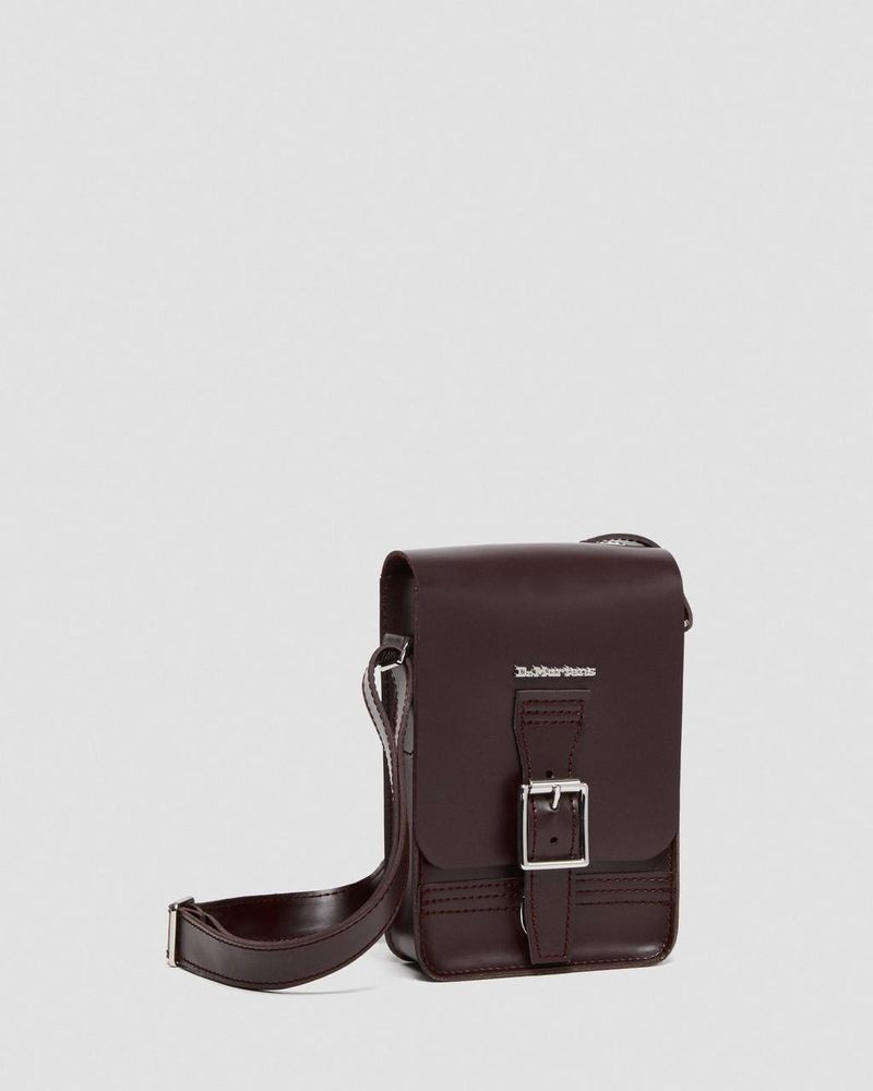 Bolsos y Mochilas Dr Martens Cuero Vertical Crossbody Bag (Kiev & Smooth) Burdeos | OA09-U2OK