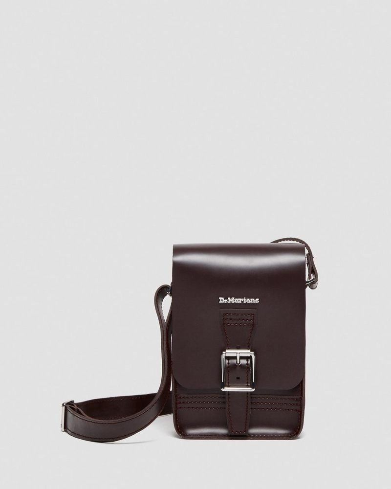 Bolsos y Mochilas Dr Martens Cuero Vertical Crossbody Bag (Kiev & Smooth) Burdeos | OA09-U2OK