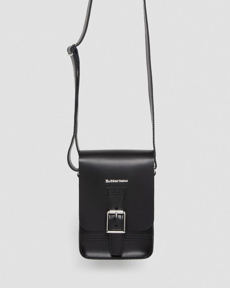 Bolsos y Mochilas Dr Martens Cuero Vertical Crossbody Bag (Kiev & Smooth) Negras | UM46-L1QL