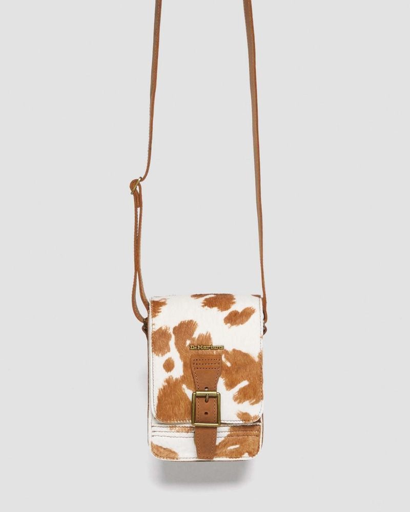 Bolsos y Mochilas Dr Martens Hair-On Cow Print Vertical Crossbody Bag (Hair On) Warm Tan | GN31-W8EJ