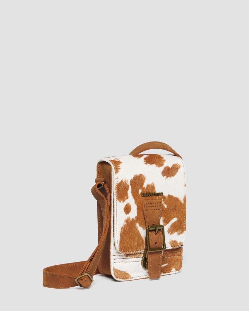 Bolsos y Mochilas Dr Martens Hair-On Cow Print Vertical Crossbody Bag (Hair On) Warm Tan | GN31-W8EJ