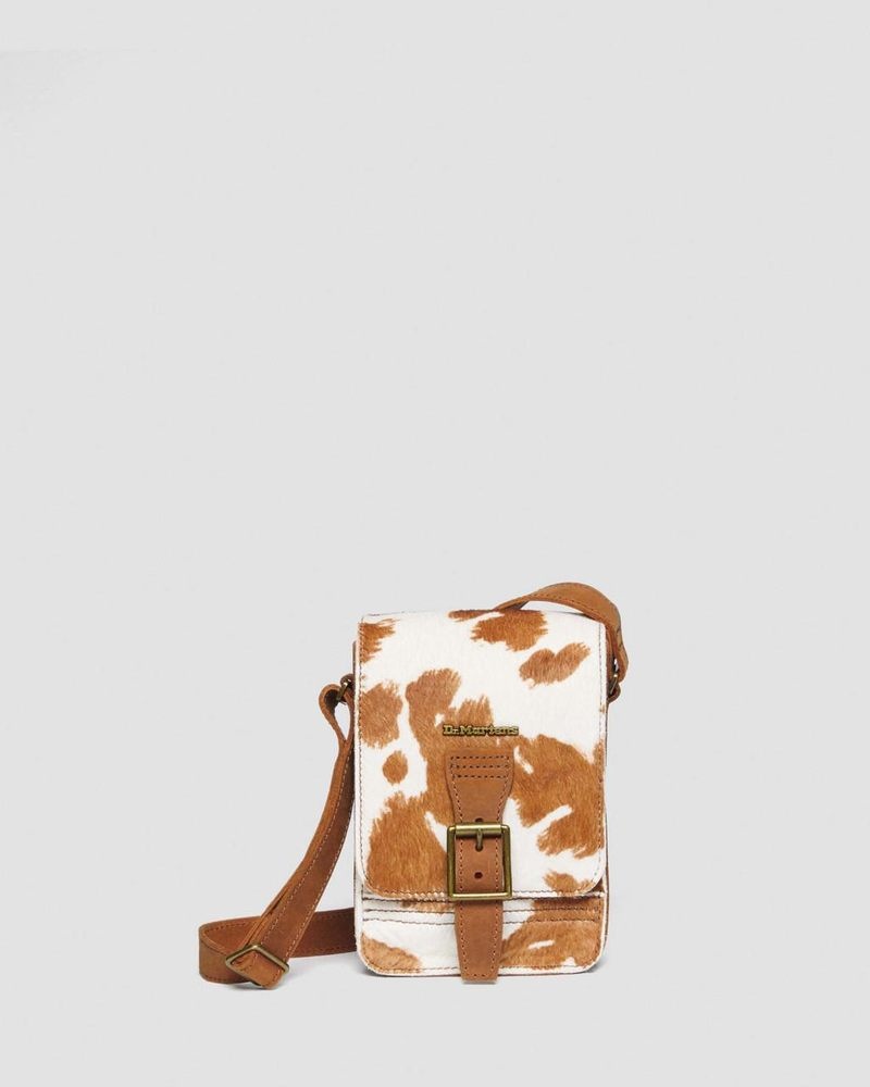 Bolsos y Mochilas Dr Martens Hair-On Cow Print Vertical Crossbody Bag (Hair On) Warm Tan | GN31-W8EJ