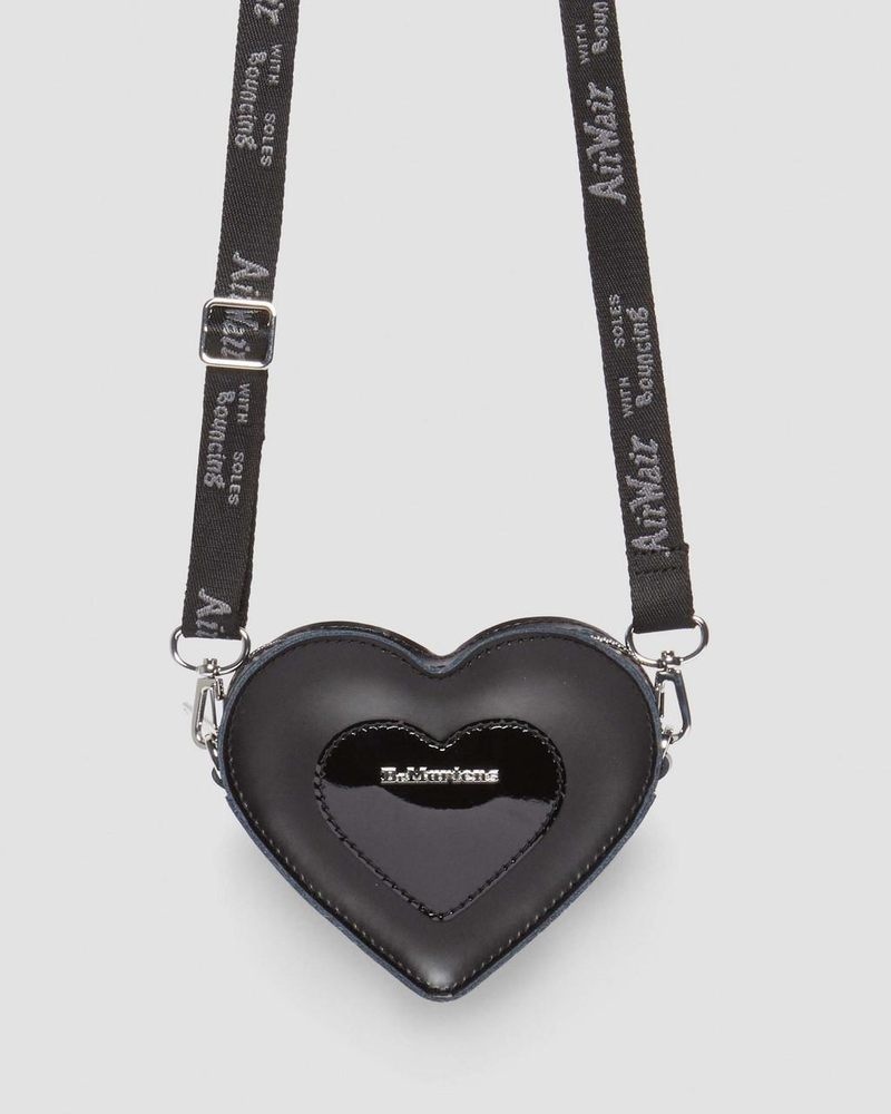 Bolsos y Mochilas Dr Martens Mini Heart Shaped Kiev & Charol Cuero Bag (Kiev+Charol Lamper) Negras | GR04-L2FW