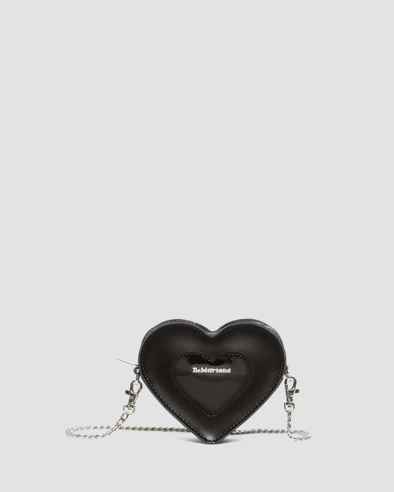 Bolsos y Mochilas Dr Martens Mini Heart Shaped Kiev & Charol Cuero Bag (Kiev+Charol Lamper) Negras | GR04-L2FW