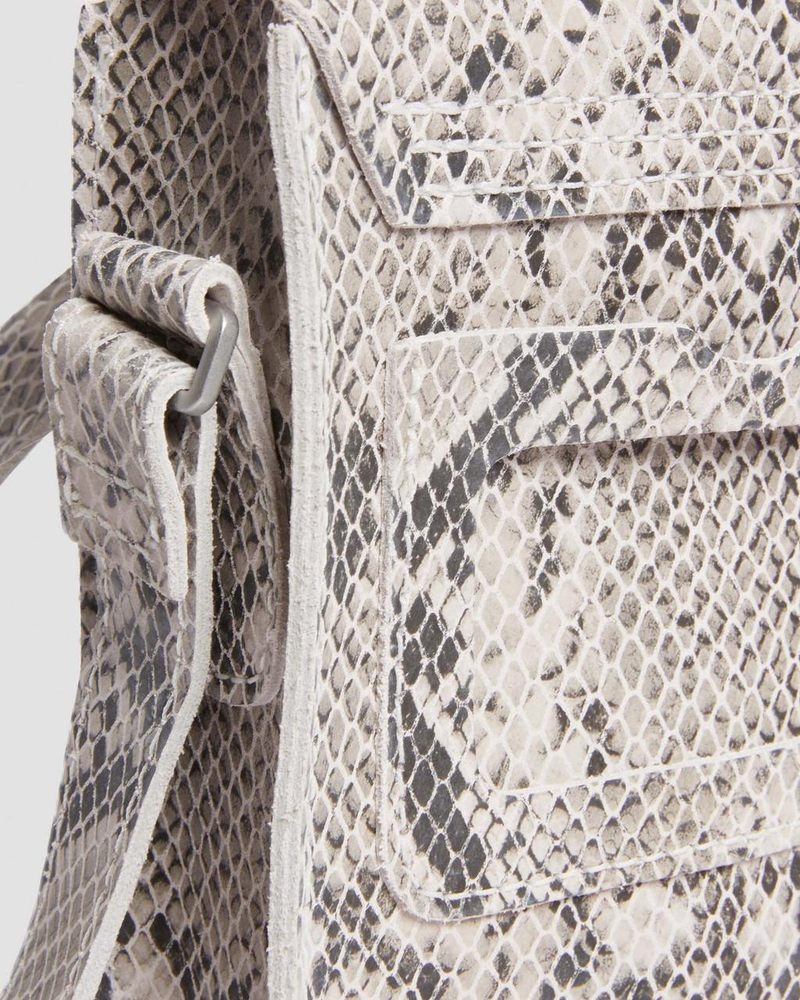 Bolsos y Mochilas Dr Martens Snake Print Cuero Vertical Crossbody Bag (Python Print Gamuza) Sand+Black | SQ63-B3QH