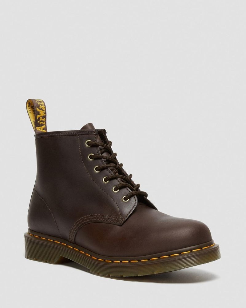 Botas Dr Martens 101 Crazy Horse Cuero Ankle Boots (Crazy Horse) Marrones Oscuro | HF37-Y5ZD