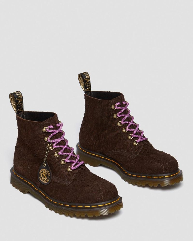 Botas Dr Martens 101 Made in England Hardware Gamuza Ankle Boots Marrones Oscuro | XZ31-W0FD