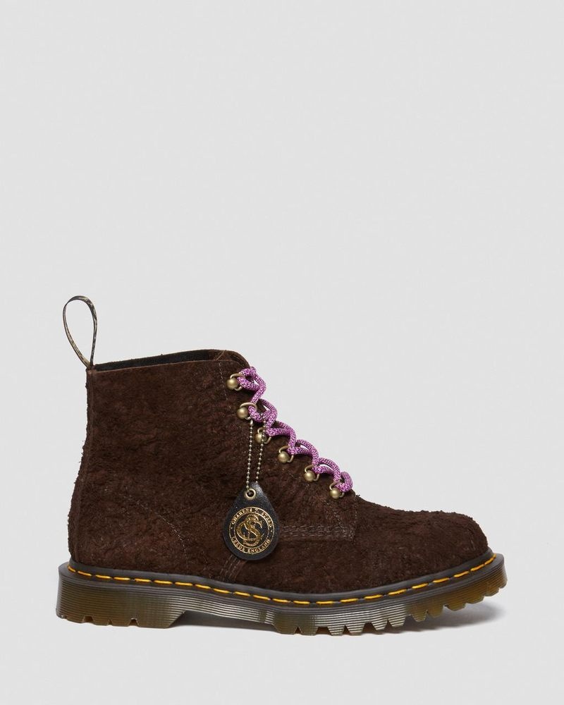 Botas Dr Martens 101 Made in England Hardware Gamuza Ankle Boots Marrones Oscuro | XZ31-W0FD