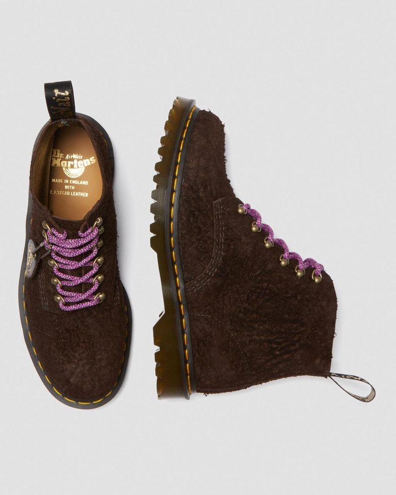 Botas Dr Martens 101 Made in England Hardware Gamuza Ankle Boots Marrones Oscuro | XZ31-W0FD