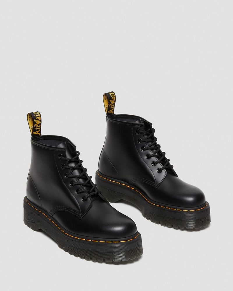 Botas Dr Martens 101 Smooth Cuero Plataforma Ankle Boots (Smooth Cuero) Negras | TE61-N3EW