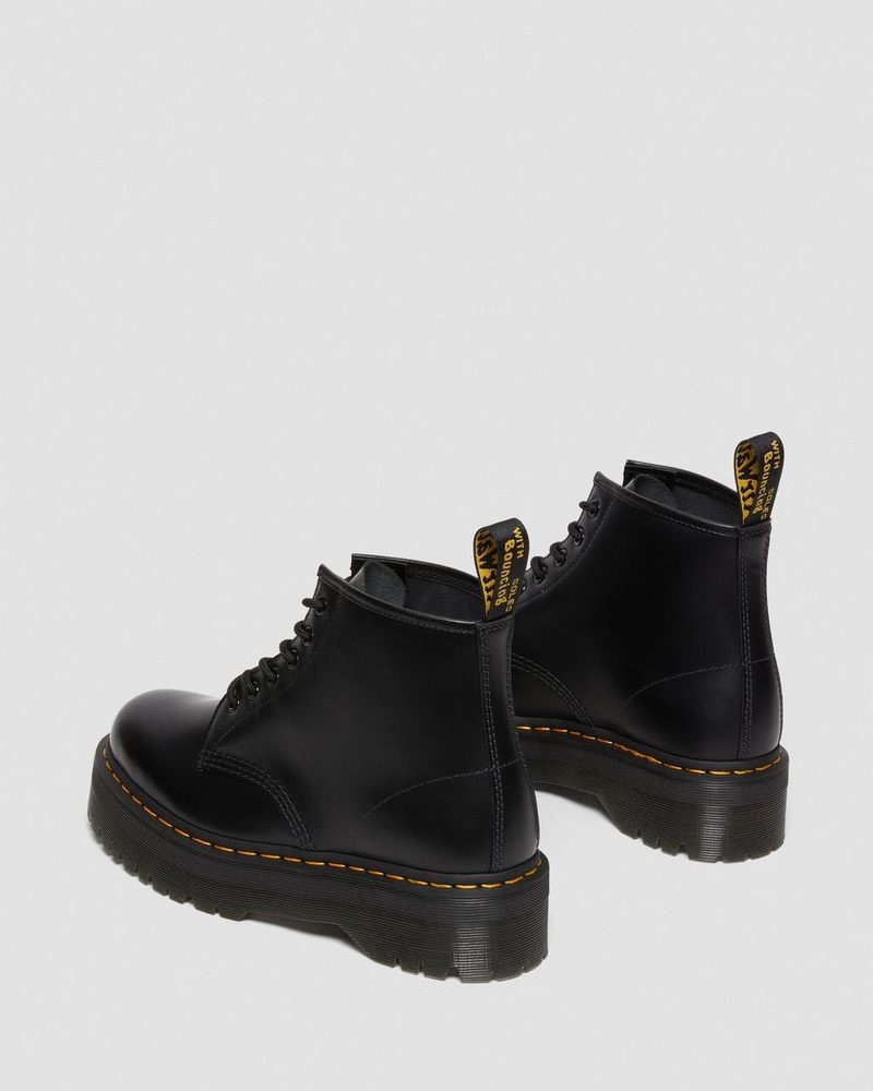 Botas Dr Martens 101 Smooth Cuero Plataforma Ankle Boots (Smooth Cuero) Negras | TE61-N3EW