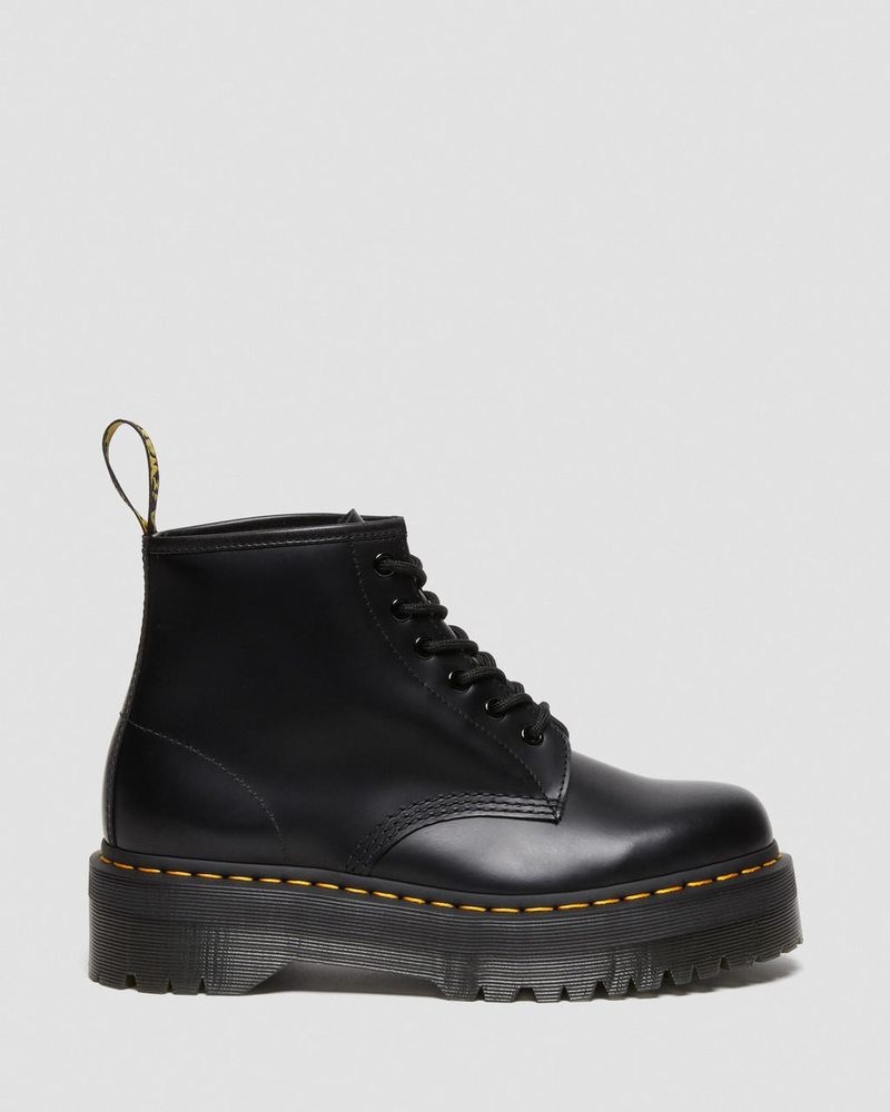 Botas Dr Martens 101 Smooth Cuero Plataforma Ankle Boots (Smooth Cuero) Negras | TE61-N3EW