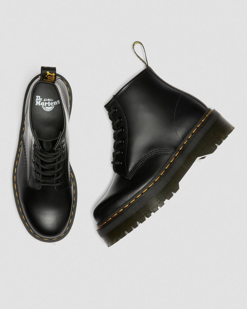 Botas Dr Martens 101 Smooth Cuero Plataforma Ankle Boots (Smooth Cuero) Negras | TE61-N3EW