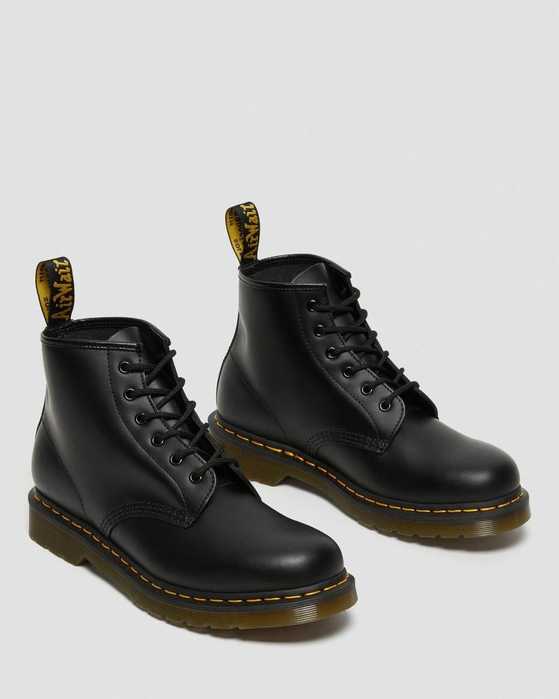 Botas Dr Martens 101 Yellow Stitch Smooth Cuero Ankle Boots (Smooth Cuero) Negras | BE75-F1WG