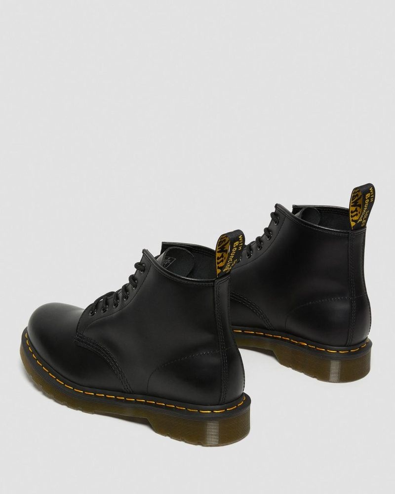 Botas Dr Martens 101 Yellow Stitch Smooth Cuero Ankle Boots (Smooth Cuero) Negras | BE75-F1WG