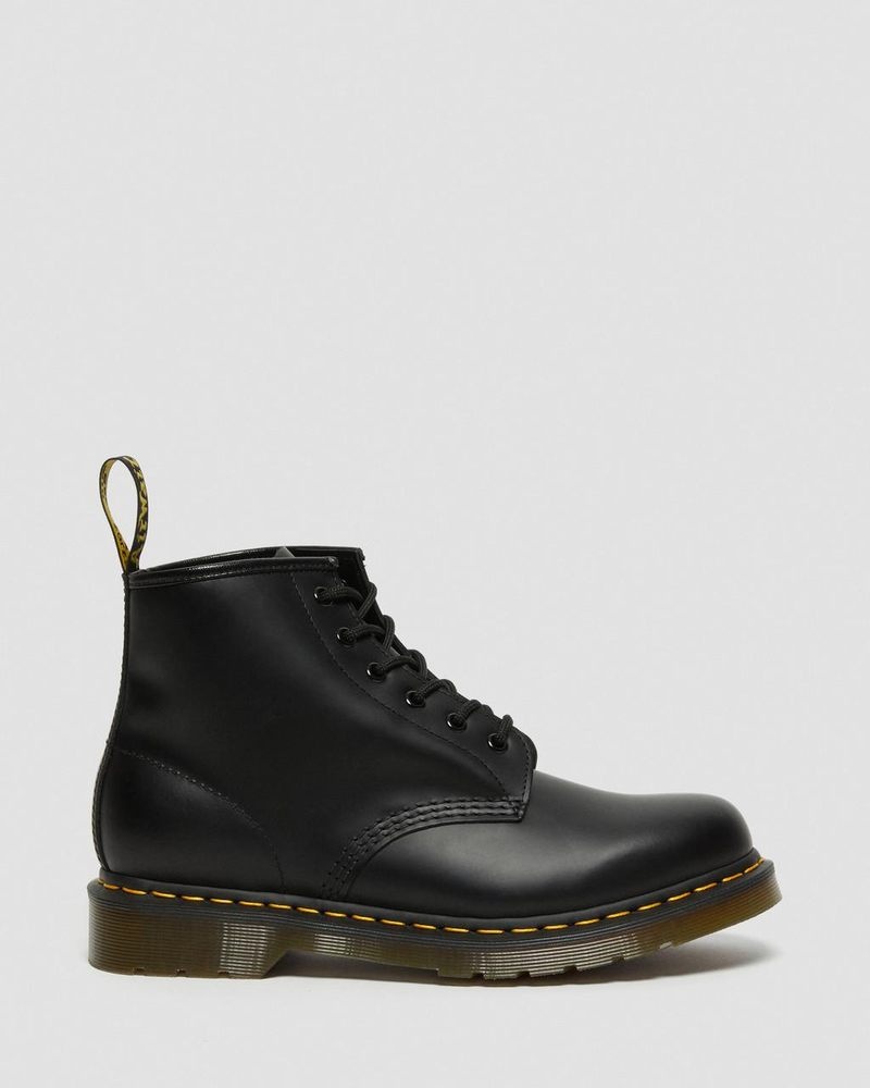 Botas Dr Martens 101 Yellow Stitch Smooth Cuero Ankle Boots (Smooth Cuero) Negras | BE75-F1WG