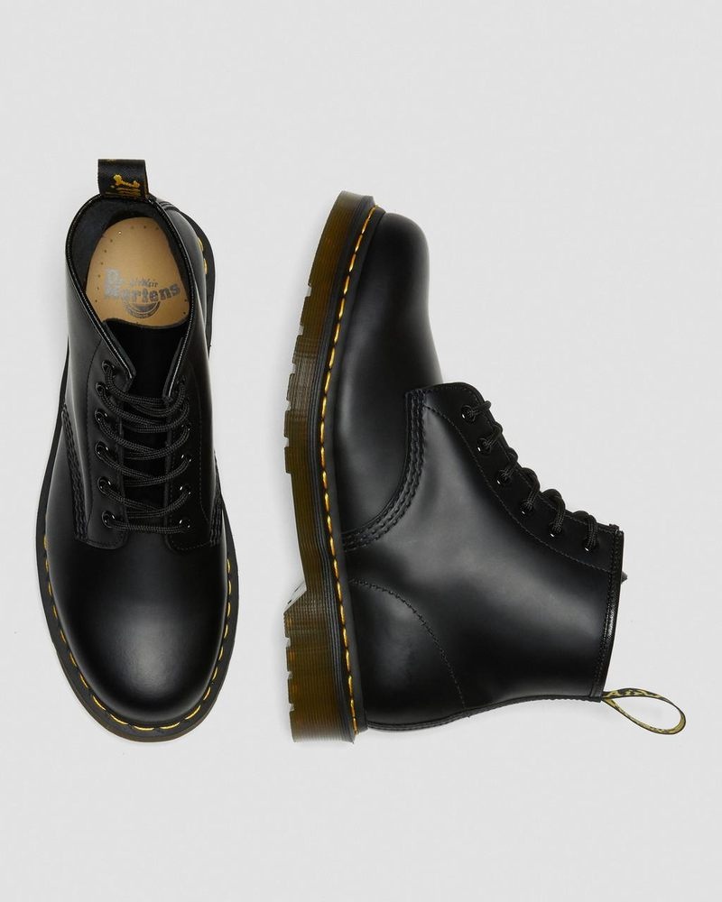 Botas Dr Martens 101 Yellow Stitch Smooth Cuero Ankle Boots (Smooth Cuero) Negras | BE75-F1WG