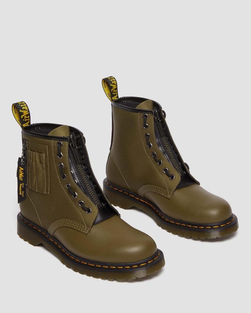 Botas Dr Martens 1460 Ben Alpha Industries Nylon & Cuero Encaje Up Boots Olive/Black | QL99-N3CH