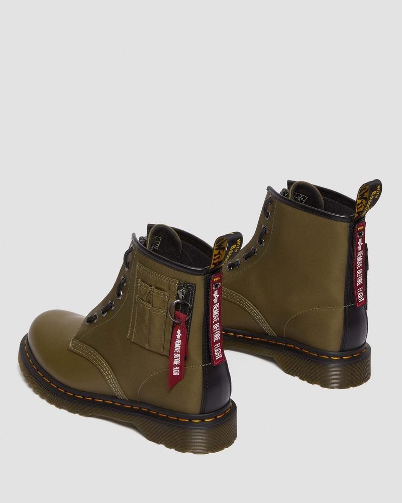 Botas Dr Martens 1460 Ben Alpha Industries Nylon & Cuero Encaje Up Boots Olive/Black | QL99-N3CH