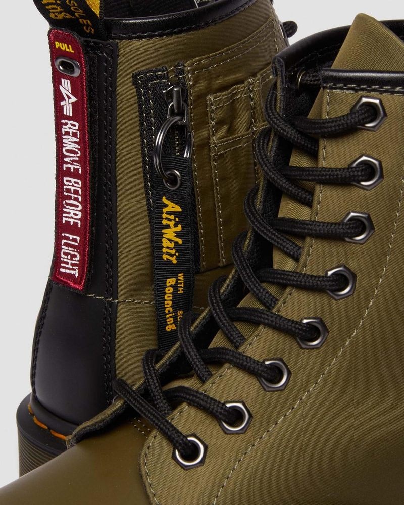 Botas Dr Martens 1460 Ben Alpha Industries Nylon & Cuero Encaje Up Boots Olive/Black | QL99-N3CH