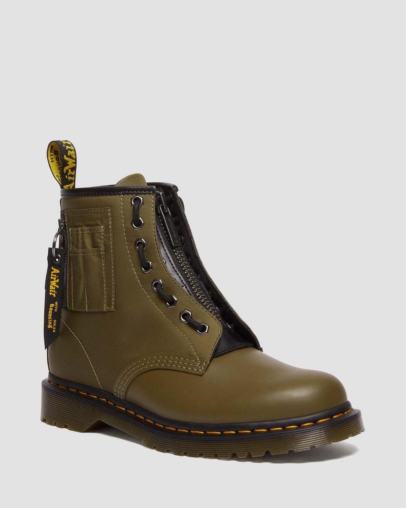 Botas Dr Martens 1460 Ben Alpha Industries Nylon & Cuero Encaje Up Boots Olive/Black | QL99-N3CH