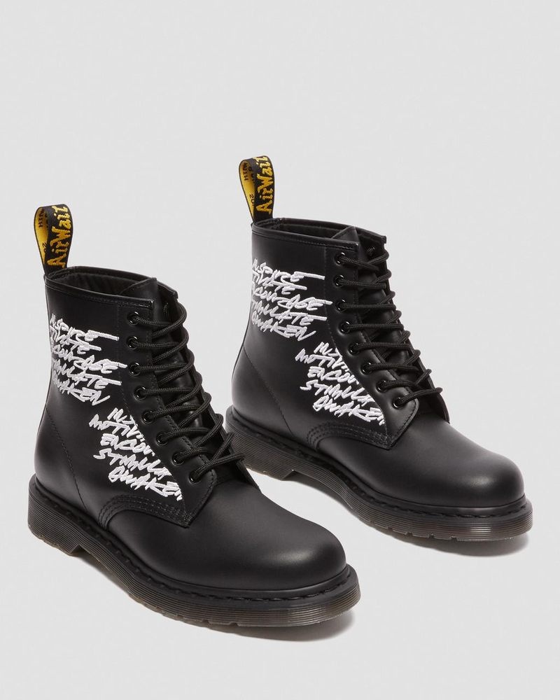 Botas Dr Martens 1460 Futura Embroidered Cuero Encaje Up Boots (Nappa Cuero) Negras | CD10-H8CZ