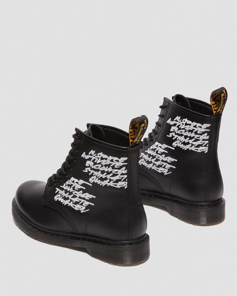 Botas Dr Martens 1460 Futura Embroidered Cuero Encaje Up Boots (Nappa Cuero) Negras | CD10-H8CZ