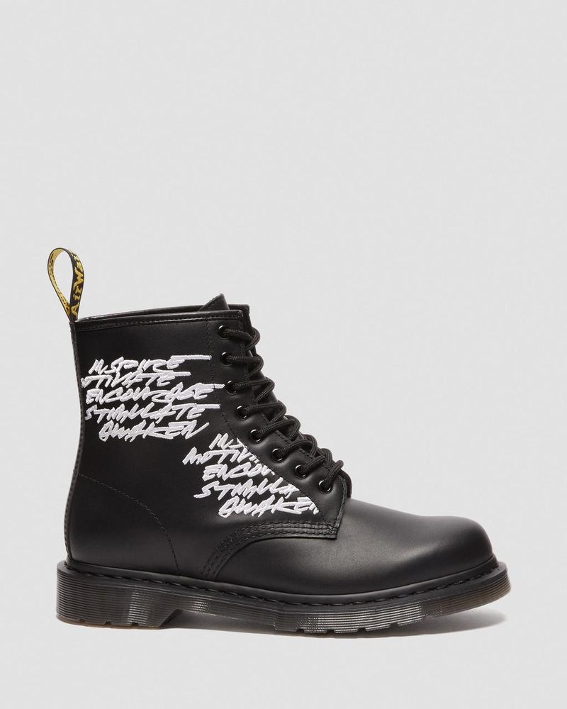 Botas Dr Martens 1460 Futura Embroidered Cuero Encaje Up Boots (Nappa Cuero) Negras | CD10-H8CZ