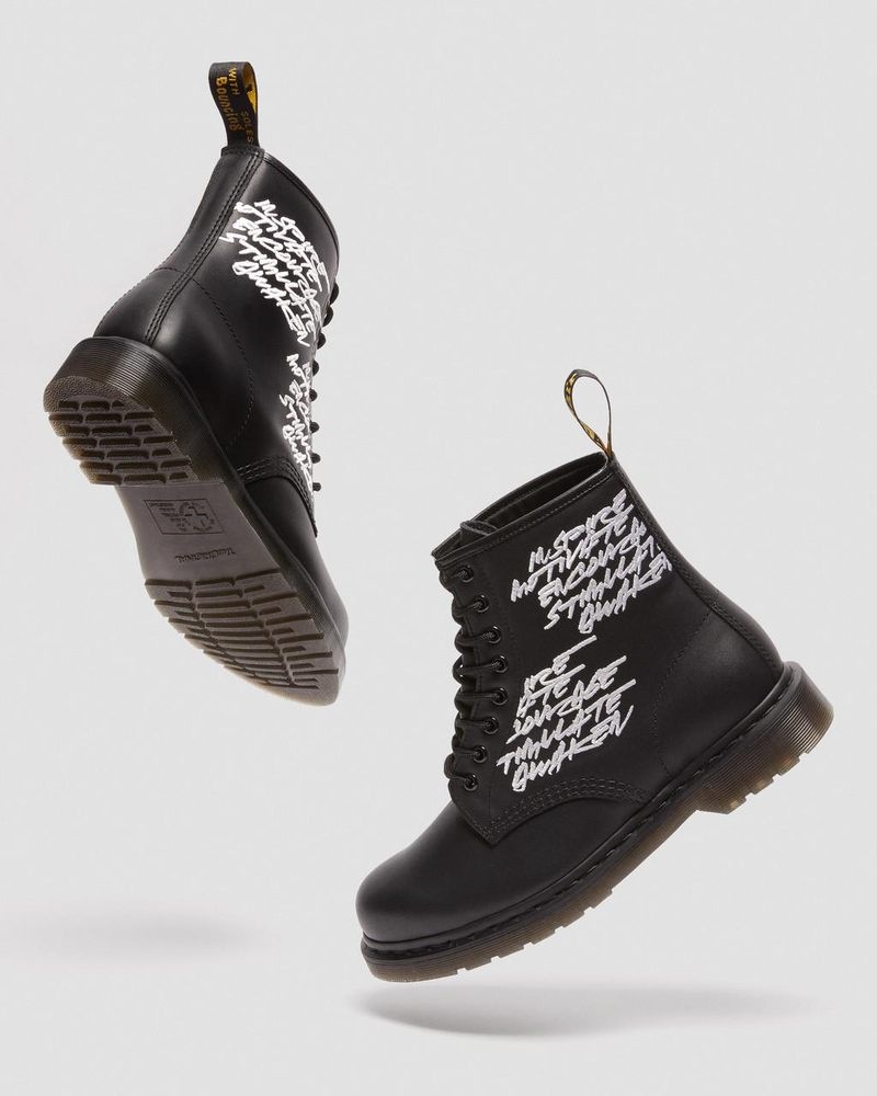 Botas Dr Martens 1460 Futura Embroidered Cuero Encaje Up Boots (Nappa Cuero) Negras | CD10-H8CZ