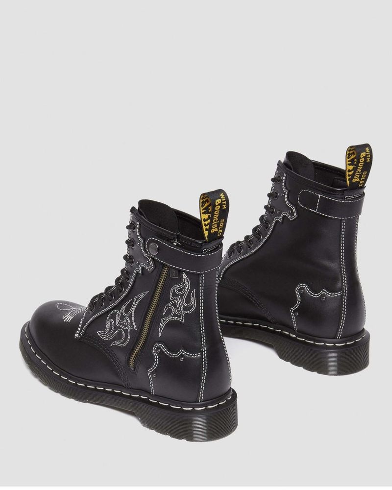 Botas Dr Martens 1460 Gothic Americana Cuero Encaje Up Boots (Wanama) Negras | YM62-D1MW