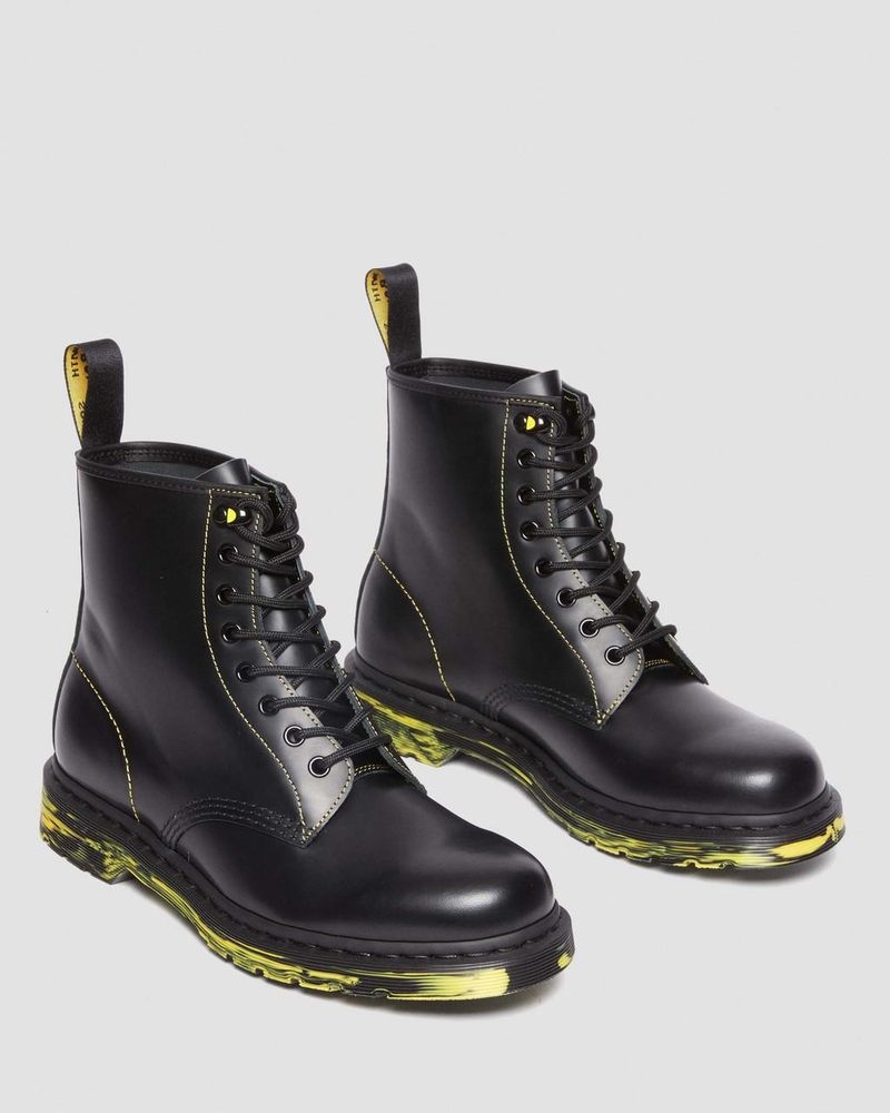 Botas Dr Martens 1460 Marbled Sole Smooth Cuero Encaje Up Boots (Smooth Cuero) Negras | SH03-P5LF