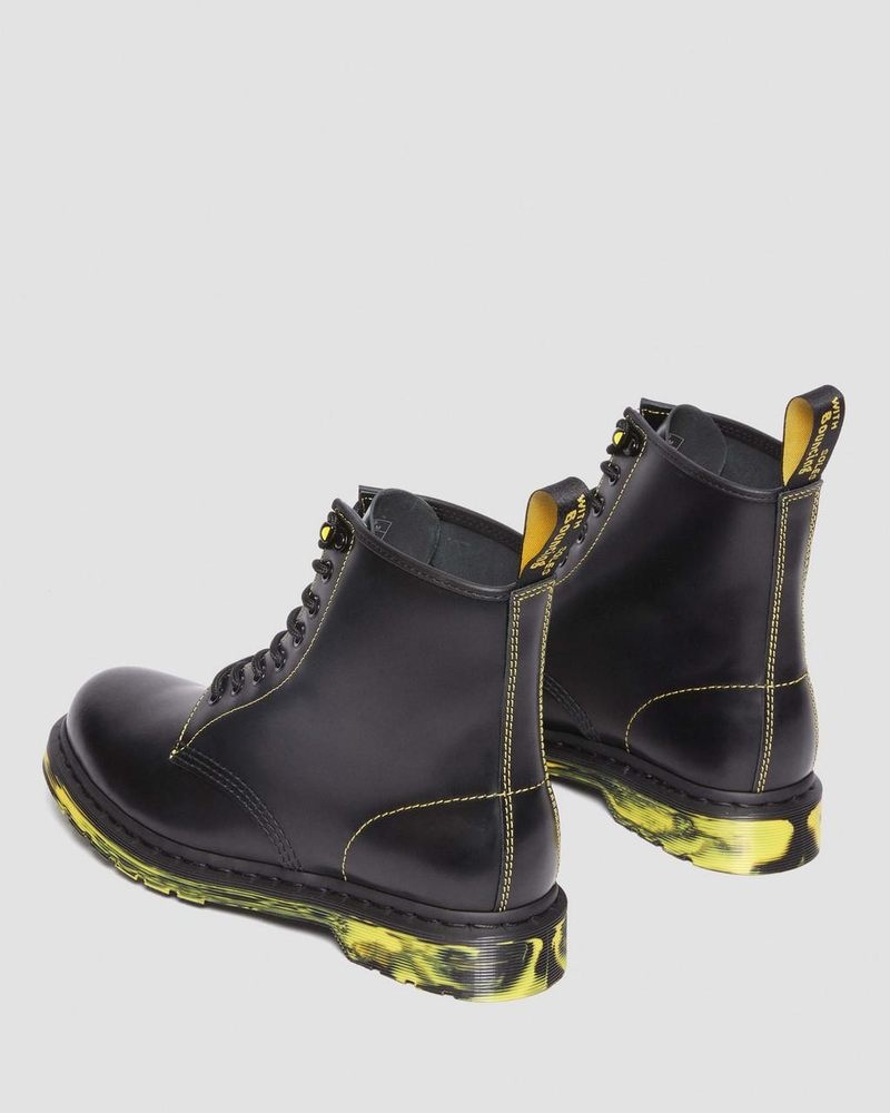 Botas Dr Martens 1460 Marbled Sole Smooth Cuero Encaje Up Boots (Smooth Cuero) Negras | SH03-P5LF