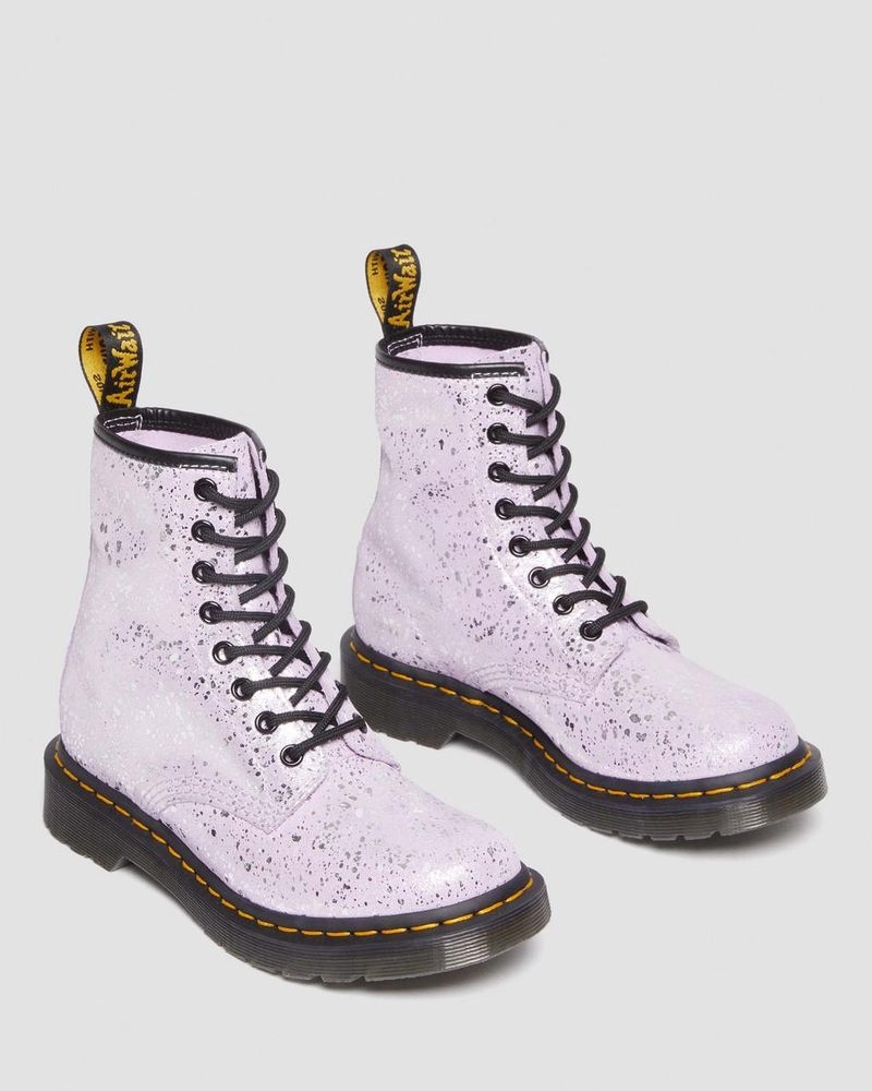 Botas Dr Martens 1460 Metallic Splatter Gamuza Encaje Up Boots (Metallic Paint Splatter Gamuza) Lilac | WE74-M3TX